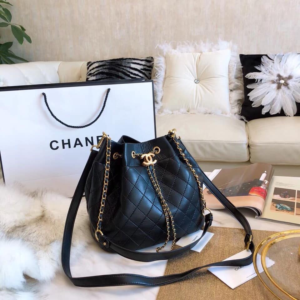 Chanel Black Quilted Lambskin Pearl Crush Drawstring Bucket Bag Brushed  Gold Hardware 2022 Available For Immediate Sale At Sothebys