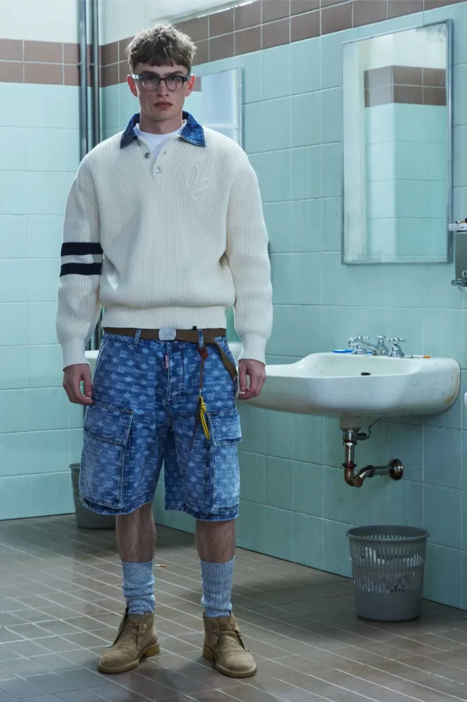 Dsquared2 Resort 2026 Menswear: hỗn loạn chốn học đường