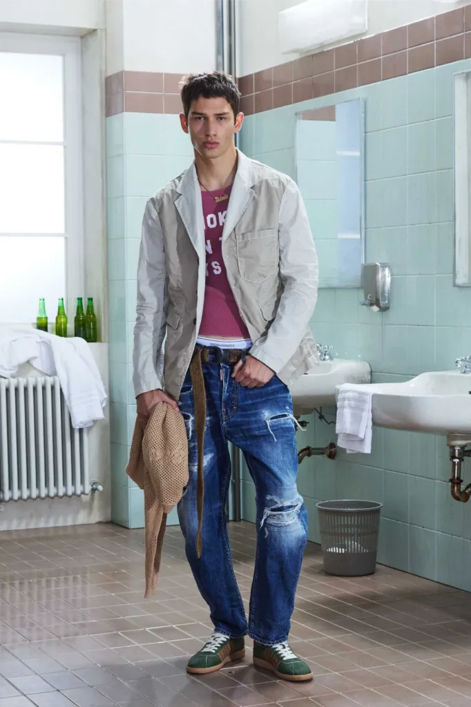 Dsquared2 Resort 2026 Menswear: hỗn loạn chốn học đường